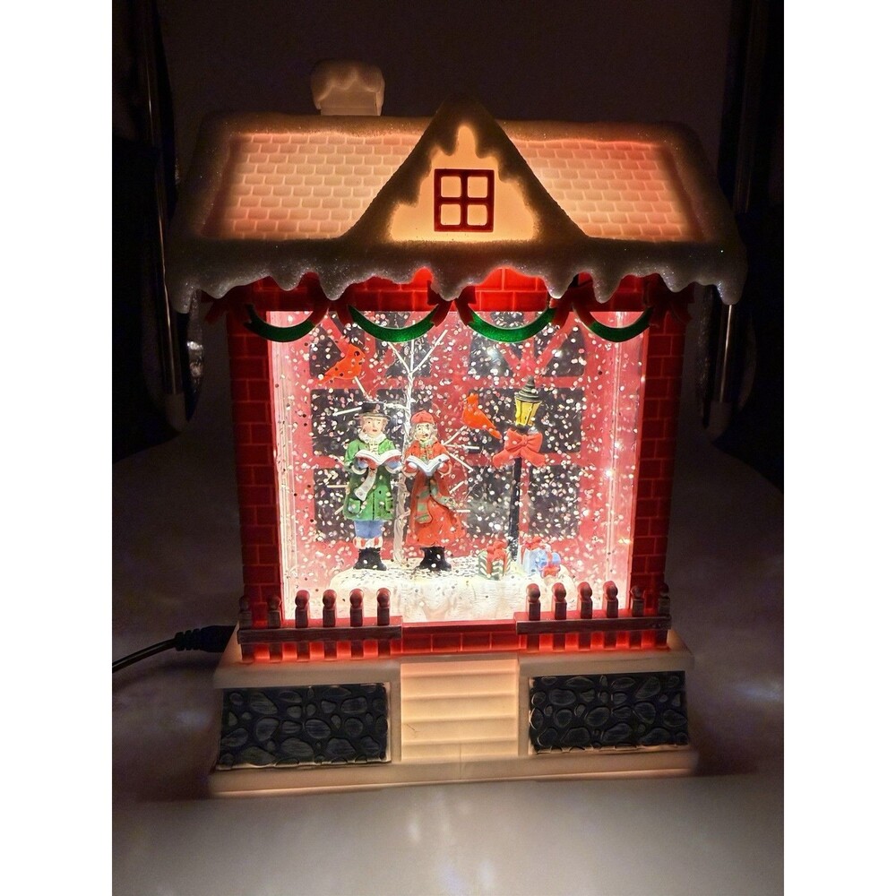 Ganz Midwest-CBK Light Up Christmas House Carolers Glitter Snow Water Spinner